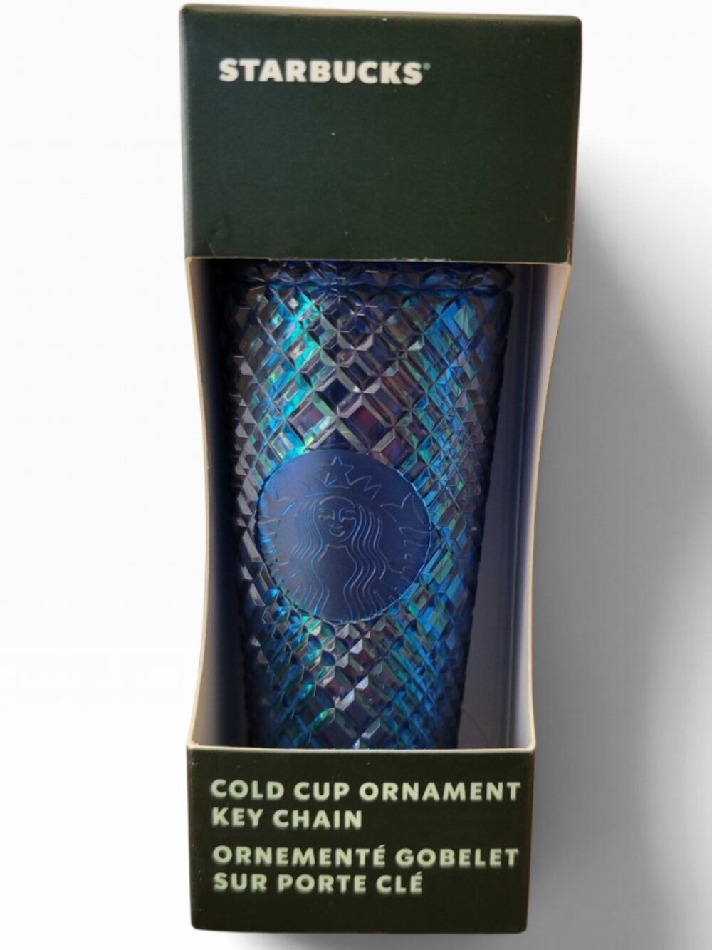 Starbucks 2022 Holiday Azure Jeweled Cold Cup Ornament Keychain